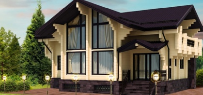 Стильный проект дома из клееного бруса.