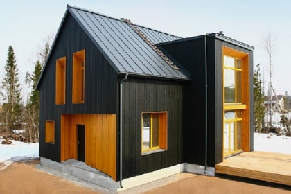 «вертикальная» деревянная облицовка.