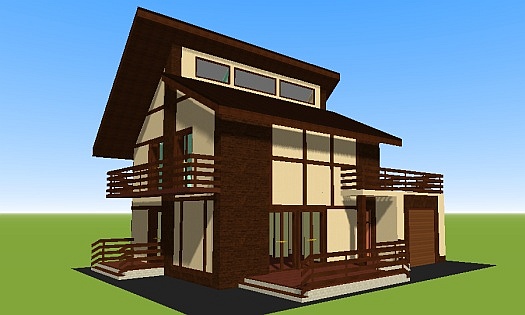 проект дома N33 деревянные балки с бетоном