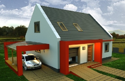 Встроенный гараж в дачу.
