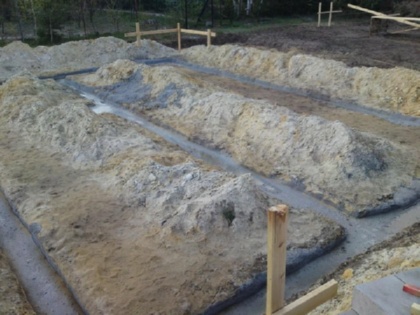 Заливка ленточного фундамента.