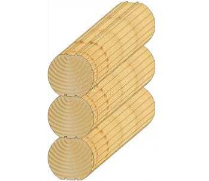 Пример стены с оцилиндрованных бревен.