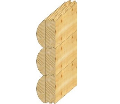 Пример стены из клееного бревна.